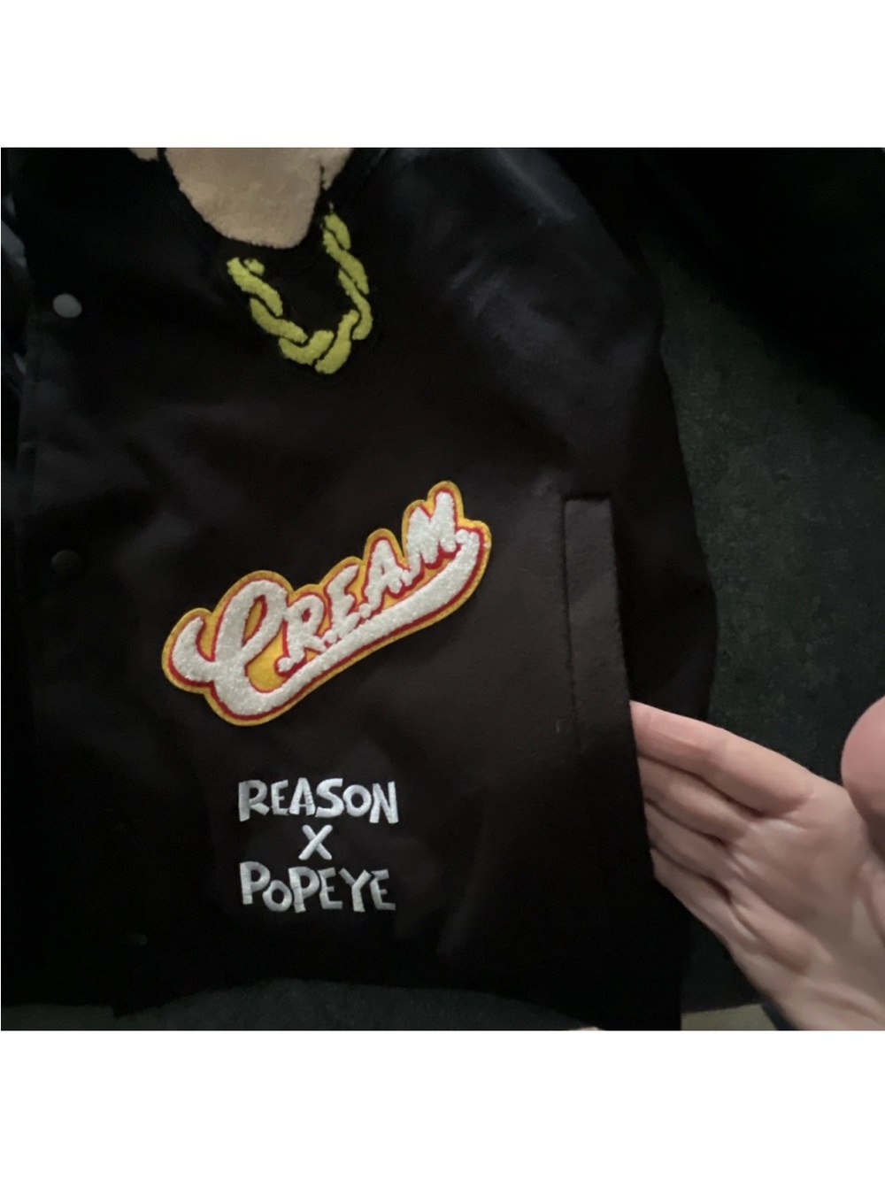 Reason Clothing X Popeye Mens XXL Varsity Bomber Jacket Chasing Cash Patches EUC - Picture 3 of 11